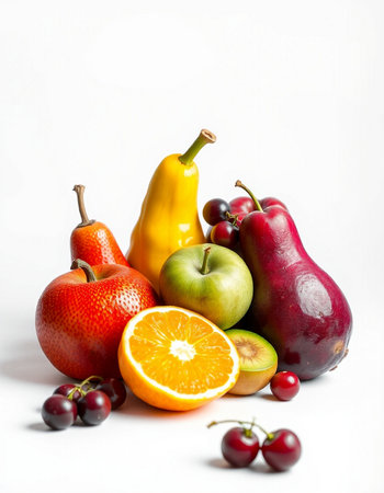 Fruits isolated on white background. Healthy food. Dieting concept.