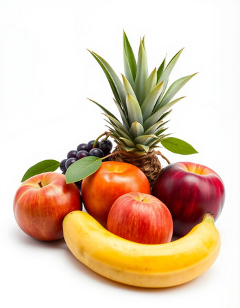 Fruits isolated on a white background. Healthy food, vitamins.