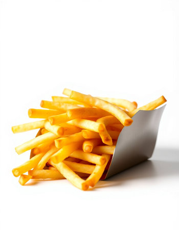 French fries isolated on a white background with copy space for text.