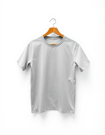 Blank t-shirt on hanger isolated on white background.の写真素材