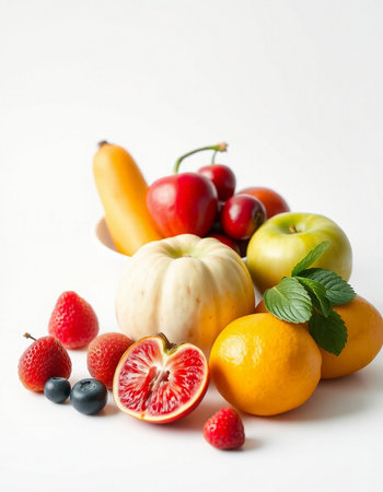 Fruits on a white background. Selective focus.の写真素材