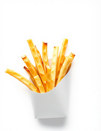 Bread sticks in a white box isolated on a white background.