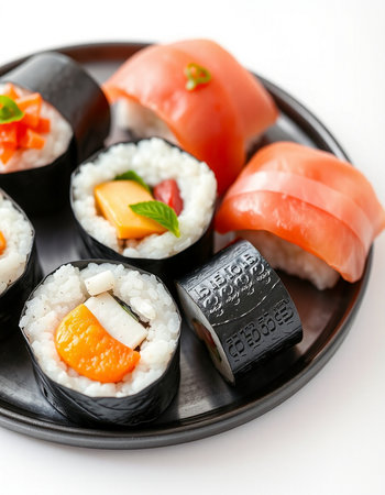 Sushi roll japanese food style on white background - Japanese food styleの写真素材