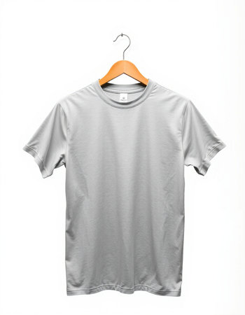 t-shirt on a hanger isolated on a white background.の写真素材