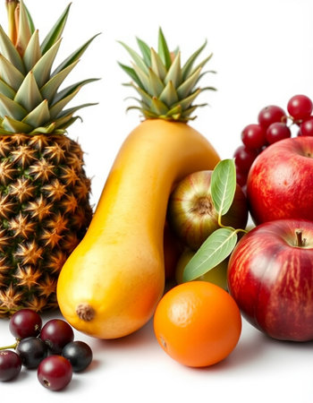Fruits isolated on a white background. Healthy food and diet concept.の写真素材