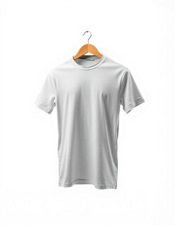 White t-shirt on a hanger isolated on a white background