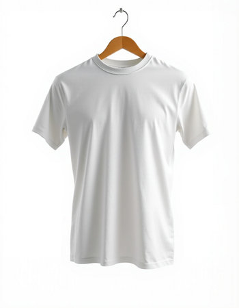 White t-shirt on a hanger isolated on a white background