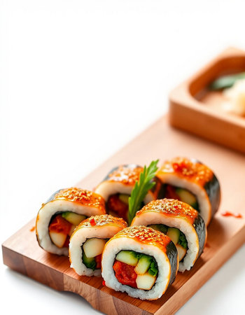 Sushi roll with salmon, avocado, cucumber, cream cheese and sesame seedsの写真素材