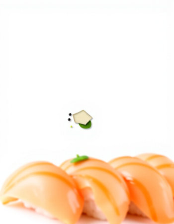 Sushi roll with salmon and cream cheese on a white background.の写真素材