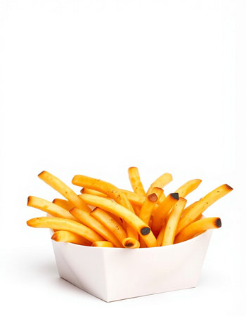french fries isolated on a white background with copy space for text