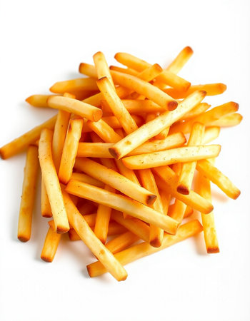 French fries isolated on a white background. Shallow dof.