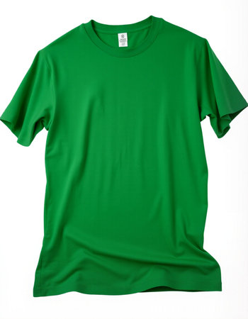 Green t-shirt on a white background. Clipping path included.の写真素材