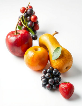 Fruits isolated on a white background. Healthy food, diet concept