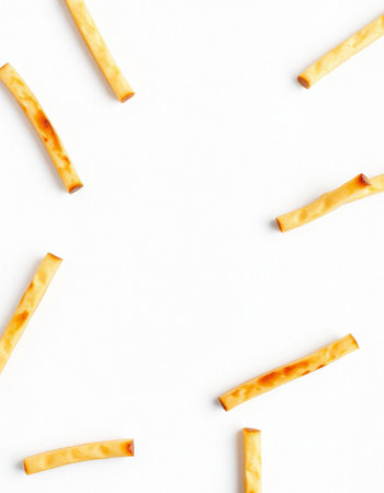 Creative food concept photo of baked cheese sticks isolated on white background.の写真素材