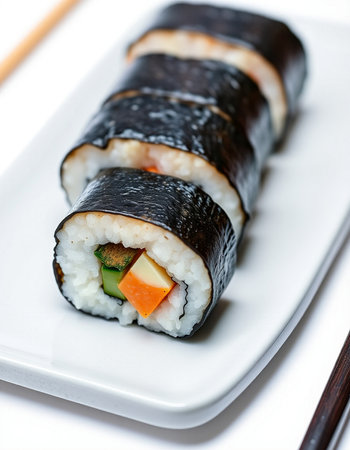 Sushi roll japanese food style on a white background.の写真素材