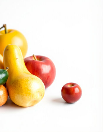 Fruits isolated on white background. Healthy eating concept. Selective focus.の写真素材