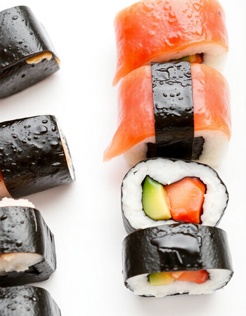 Japanese Cuisine - Sushi Roll with Salmon, Tuna and Eelの写真素材