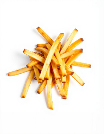 french fries isolated on a white background, closeup of photo
