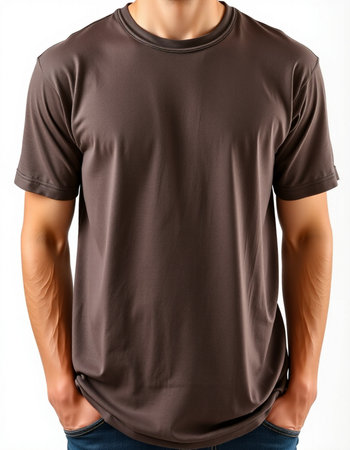 Men's t-shirt on a mannequin on a white backgroundの写真素材