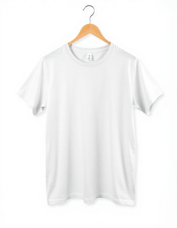 White t-shirt on a hanger isolated on a white background