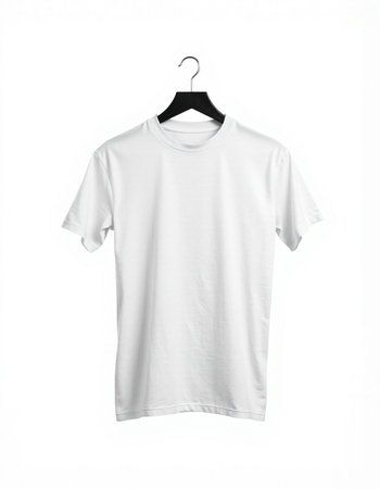 White t-shirt on a hanger isolated on a white background