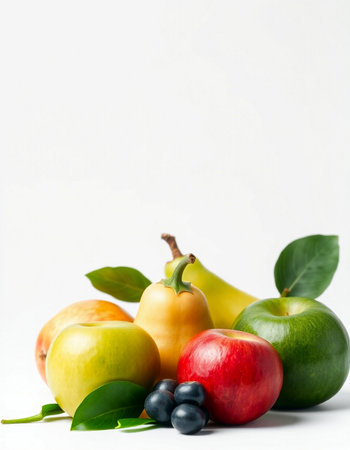 Fruits and vegetables on a white background. Healthy food concept.の写真素材
