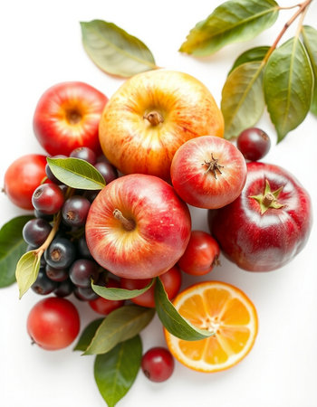 Fruits and berries isolated on white background. Healthy food concept.の写真素材