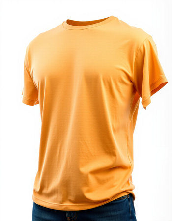 yellow t-shirt on a mannequin on a white backgroundの写真素材
