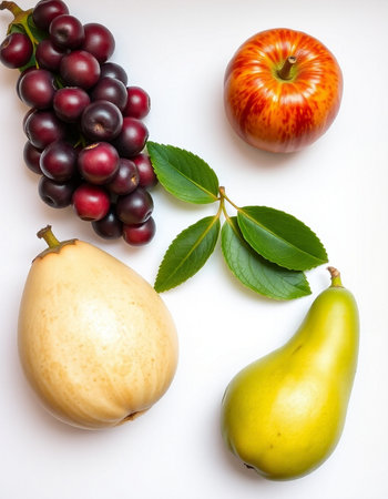 Fruits and vegetables on a white background. Healthy eating concept.の写真素材