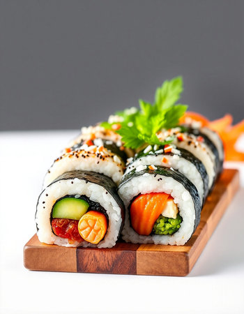 Sushi roll with salmon, cheese, cucumber and cream cheeseの写真素材