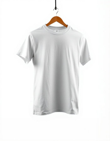 White t-shirt on a hanger isolated on a white background