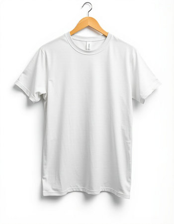 Blank white t-shirt on hanger on a white background
