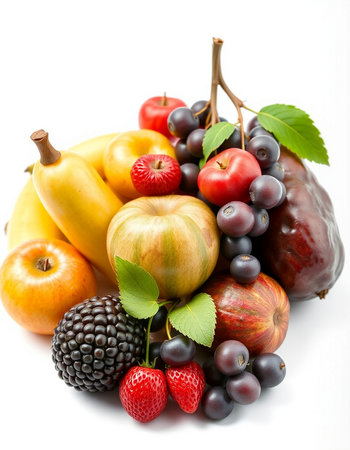Fruits and berries isolated on a white background. Healthy food.の写真素材