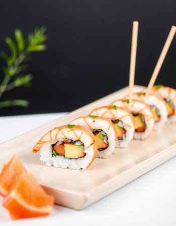 Sushi roll japanese food style - soft focus effect pictureの写真素材