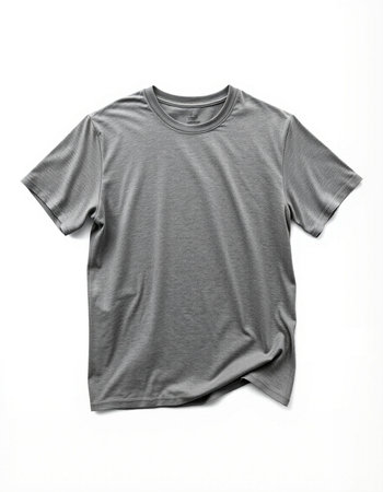 Grey t-shirt isolated on a white background with clipping path.の写真素材