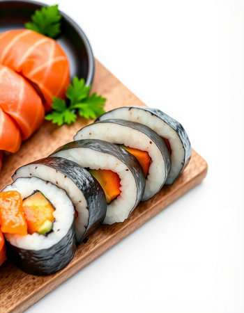 Sushi roll - japanese food style on white background.の写真素材