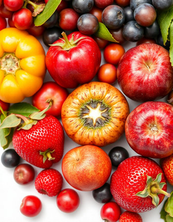 Fruits and vegetables background. Healthy food concept. Top view.の写真素材