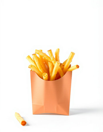 French fries in paper box isolated on white background with clipping path.