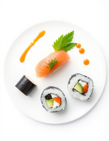 Japanese Cuisine - Sushi Roll with Salmon, Cucumber and Cream Cheeseの写真素材