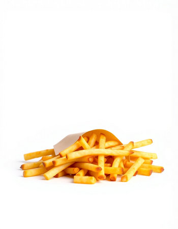 Pile of french fries isolated on white background with clipping path.