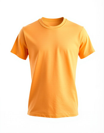 Orange t-shirt isolated on white background. Clipping path included.の写真素材