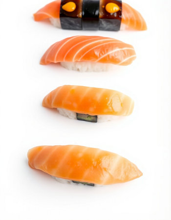 sushi on a white background, Japanese food, close-upの写真素材