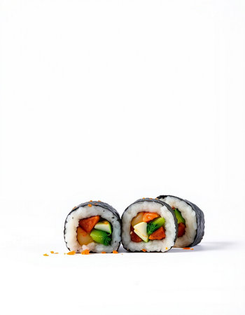 Sushi roll japanese food isolated on a white background.