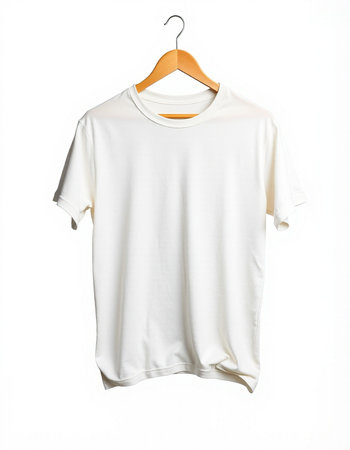 White t-shirt on a hanger isolated on a white background