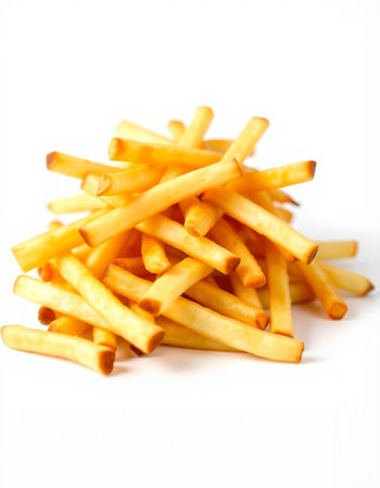 French fries isolated on white background. Selective focus. Shallow DOF.
