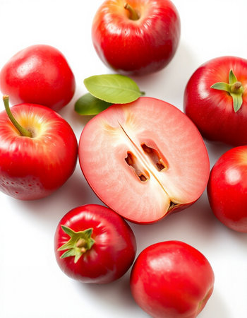 Fresh red apples on white background, close-upの写真素材