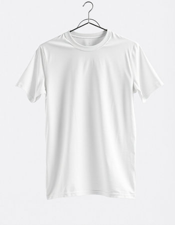 White t-shirt on a hanger isolated on a white background