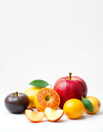 Fruits isolated on white background. Healthy food concept. Selective focus.の写真素材