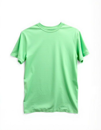 Green t-shirt isolated on white background. Clipping path included.の写真素材