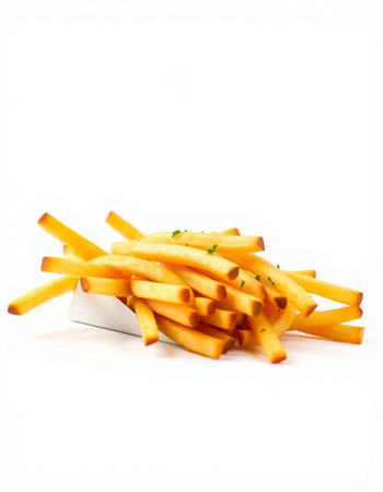 French fries with parsley on a white background. Isolated.の写真素材